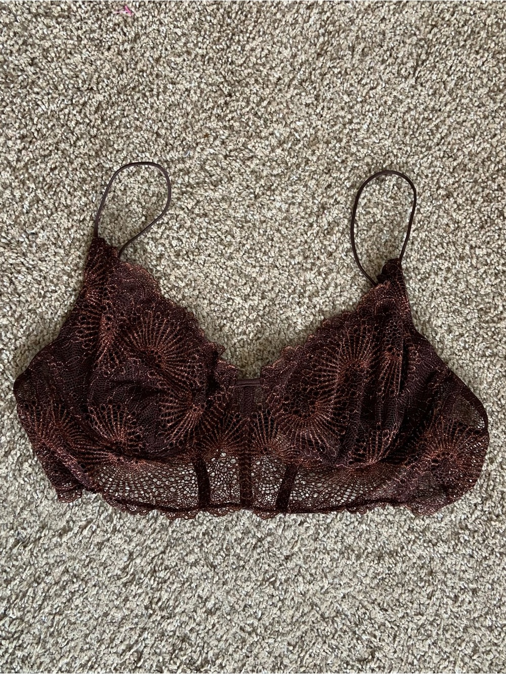 Intimately Free People All I Want XL Brown Lace Longline Underwire Sheer Bra - Picture 3 of 5